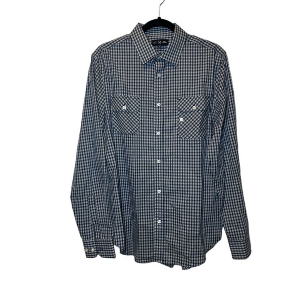 Five Four x Mark McNairy Men Long Sleeve‎ Plaid Hidden Button Down Chest Pockets